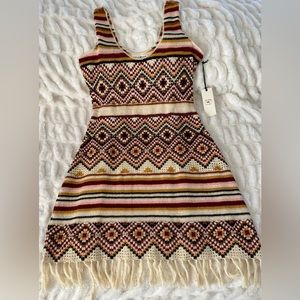 IDYLLWIND WOMEN'S CHILLI HAVANA NIGHTS CROCHET FRINGE DRESS